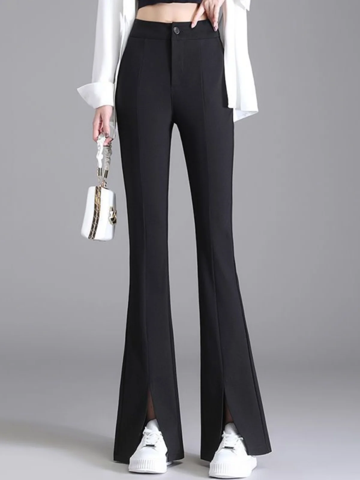 

High Waist Flared Pants Women's Spring Summer New Style Casual Drapey Slimming High Waist Split Trousers for Lady Commute