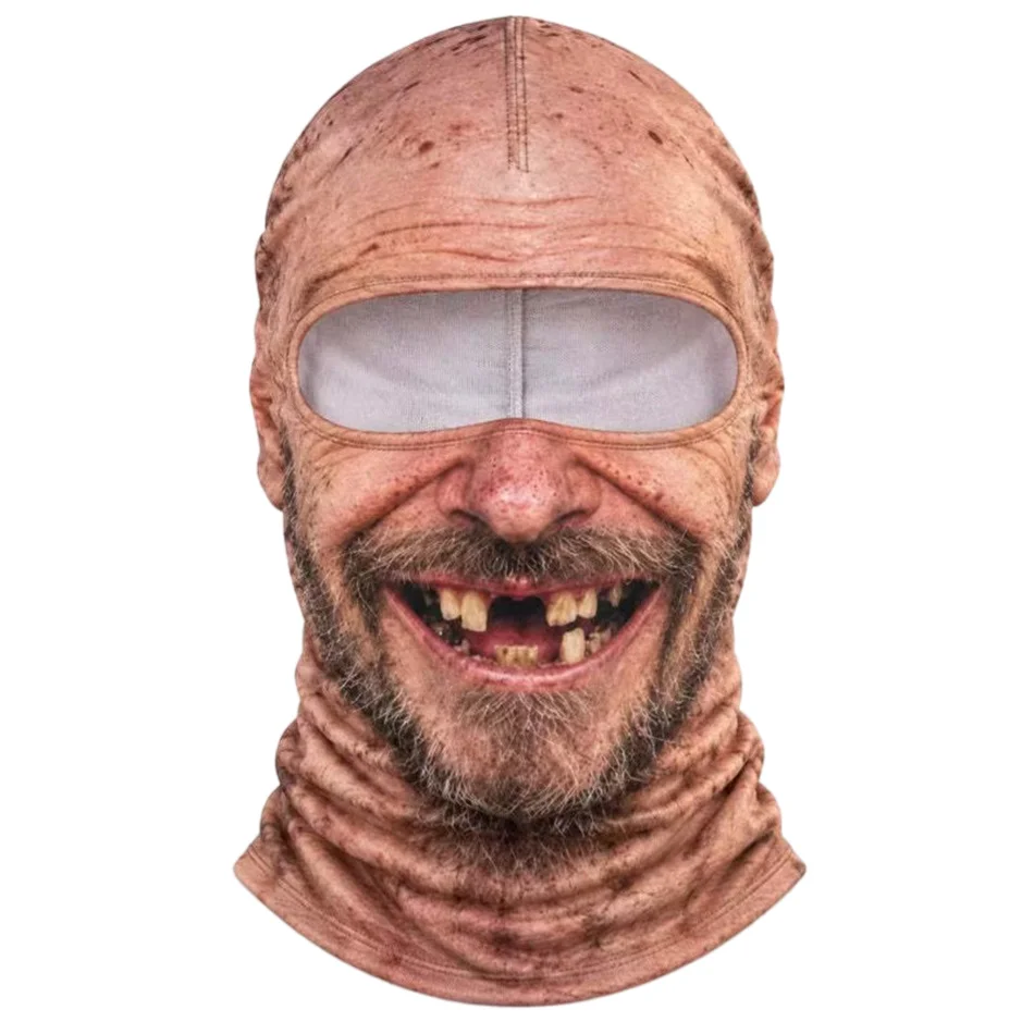 Funny Old Man Ski Mask Realistic Face Balaclava Summer Winter 3D Printed Full Face Mask for Skiing Snowboarding Outdoor Sports