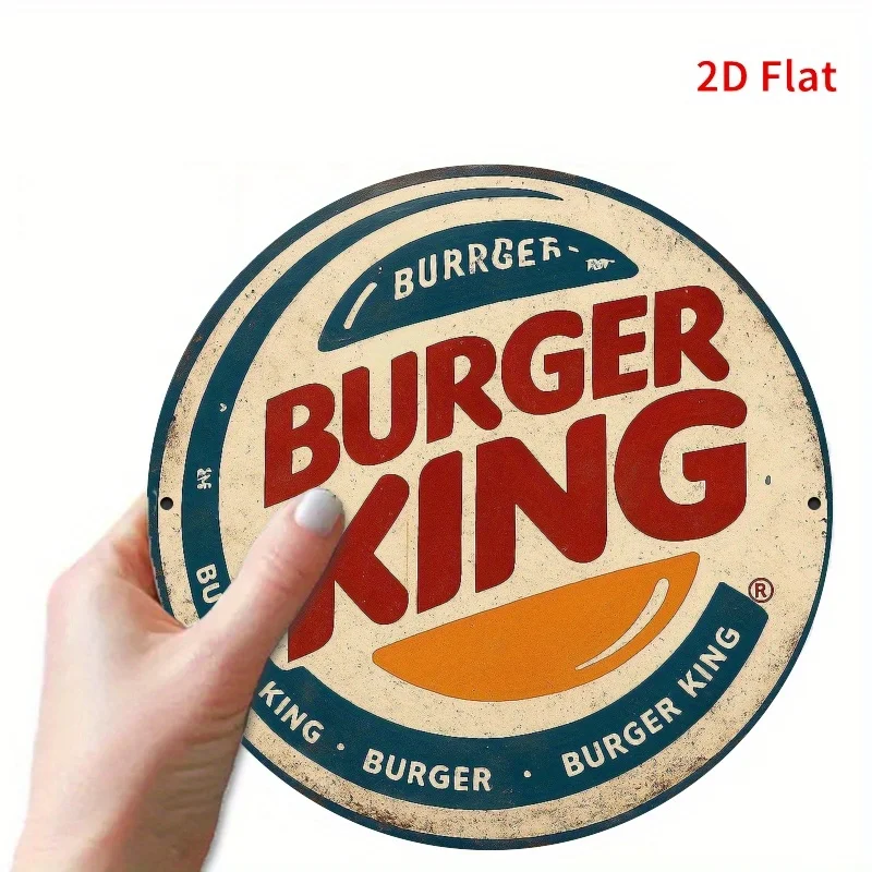 Burger King Retro Metal Sign - Red and White Burger King Logo