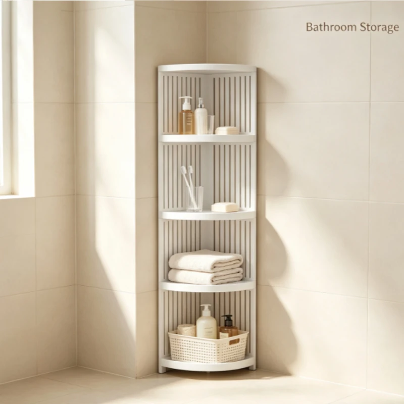 White 5-Tier Wall-Mounted Corner Shelf, Space-Saving Floating Bookcase for Living Room Bedroom Bathroom with Modern