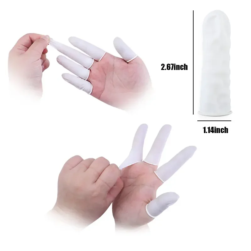 Disposable Latex Finger Cots Medium Anti Static Rubber Fingertip Protective Finger Cots for Epoxy Resin Handmade Jewelry DIY
