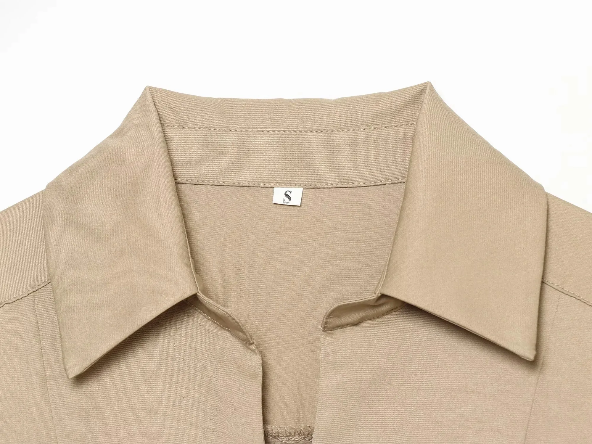 Damen Sommer Hemdkleid Damenmode 2026 Einreihiges Gürtel-Maxikleid Vintage Kurzarm Lässige Damenkleider – Detail 7