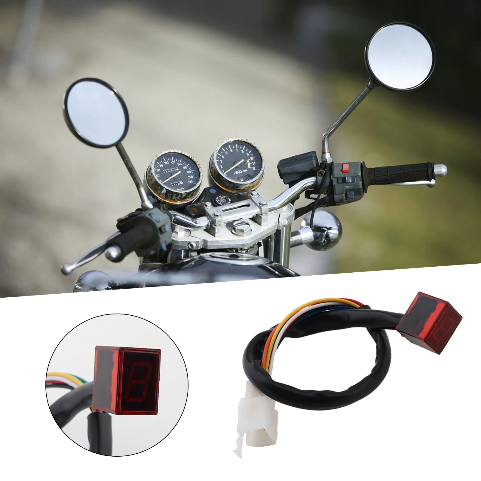 12V LED Gear Indicator Motorcycle Display Shift Lever Sensor Digital Gear Indicator Motorbike Accessories
