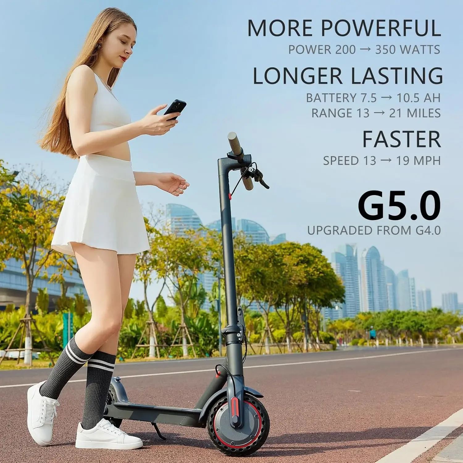 Scooter Adults - 21Mile Range & 19MPH Speed E-Scooter, 350W Scooter for Adults up to 264lbs, Folding Scooters with 8.5