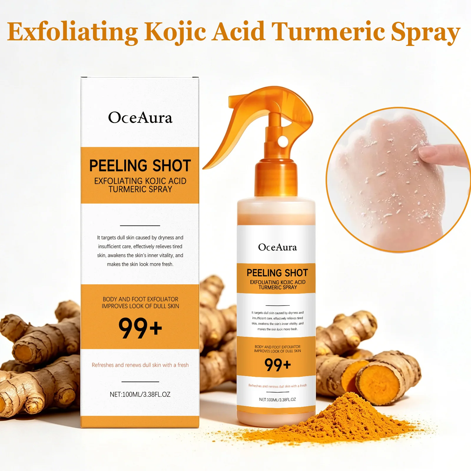 Exfoliating Kojic Acid Turmeric Spray Gently Peeling Solutio
