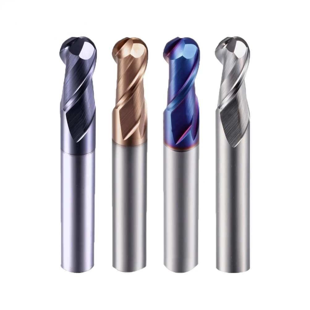 

Ball End Mill 2 Flute HRC45 HRC55 HRC65 Nano Coating Hard Steel Cast Iron Brass Carbide Tool Tungsten Milling Cutter