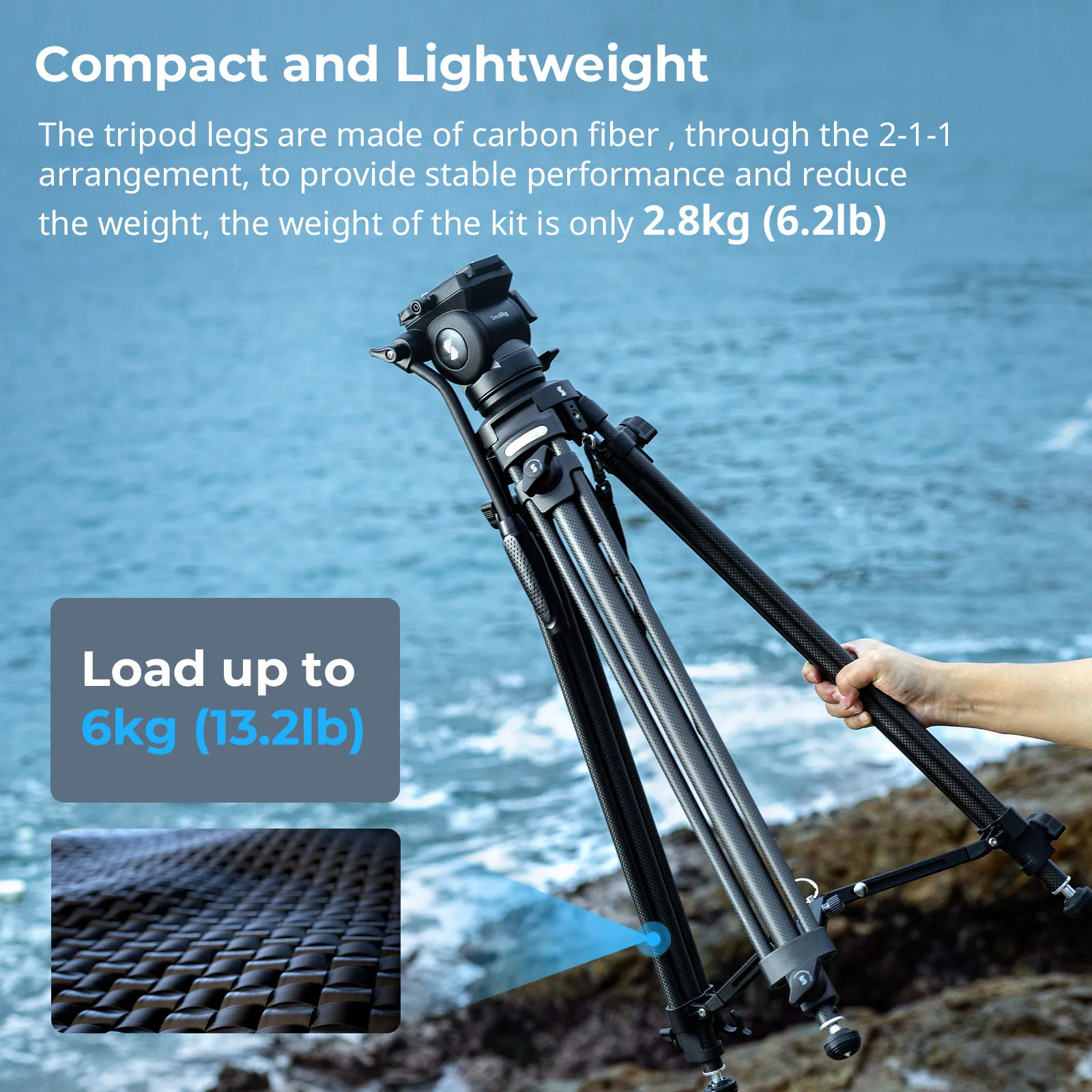 SmallRig AD-50 Lite Video Tripod Heavy Duty Tripod with 360° Fluid Head Quick Release Plate for DSLR Camera Camcorder