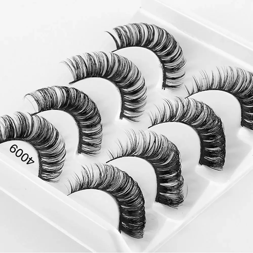 4 ペア再利用可能なフェイクミンクまつげふわふわつけまつげロシアストリップまつげ D カール偽まつげ