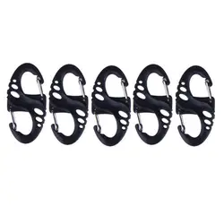 5/10PCS Portable Outdoor S-Type Carabiner Dual Buckle Climbing Hook Plastic Steel Mini Keychain Hiking Camping