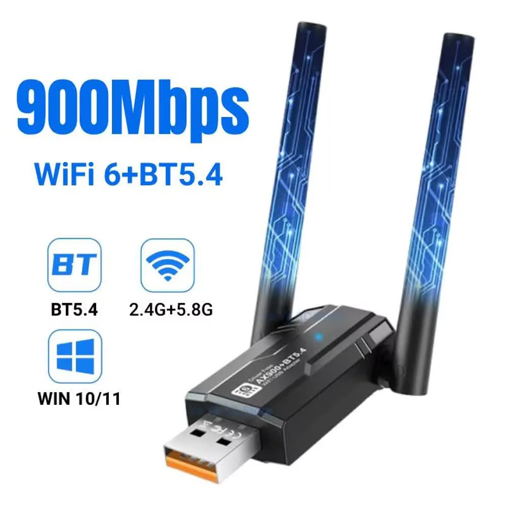 

900 Мбит/с USB Wi-Fi адаптер двухдиапазонный Bluetooth 5.4 2 в 1 Wi-Fi 6 Dongle беспроводной приемник для ПК/драйвера ноутбука бесплатно для Win10/11