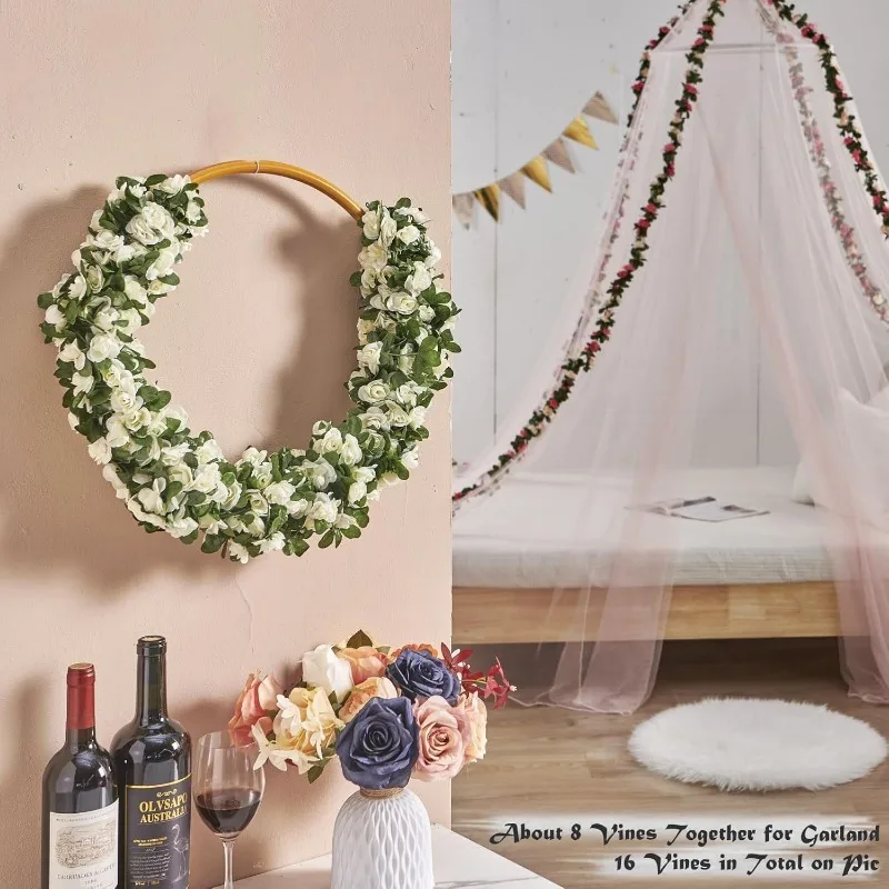 250 cm künstliche Rosenblüten, Ranke für Zuhause, Raumdekoration, Herbst, Garten, Bogen, Weihnachten, Rattan, DIY, gefälschte Pflanzen, Hochzeitsdekoration – Detail 5