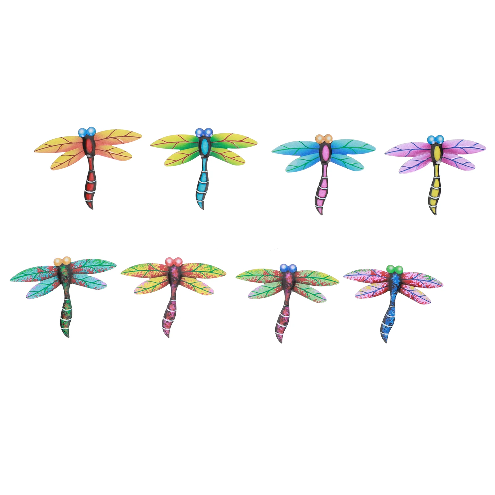

8pcs Dragonfly Wall Decor Lifelike Metal Dragonfly Pendant Craft for Bedroom Living Room Garden Fence Gate Outdoor