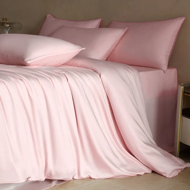 1pc Light Pink Duvet Cover Soft Silky Lyocell Quilt Cover Smooth Breathable Girl Comforter Cover King Wedding Bedding 264*229cm