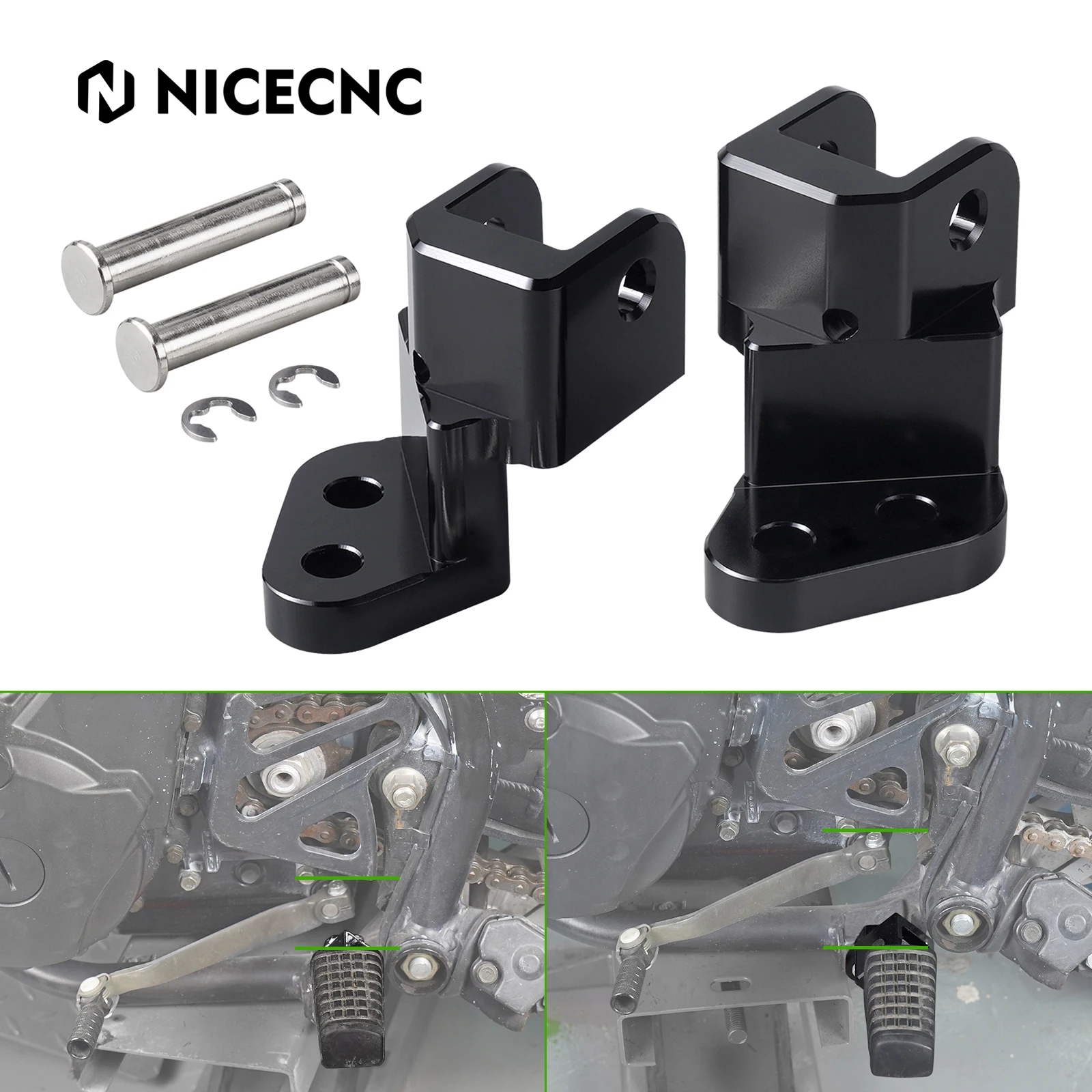 

Motorcycle Footpeg Lowered Brackets for Kawasaki KLR 650 1987-2018 KLR650 1" Footrests Lowering Kit