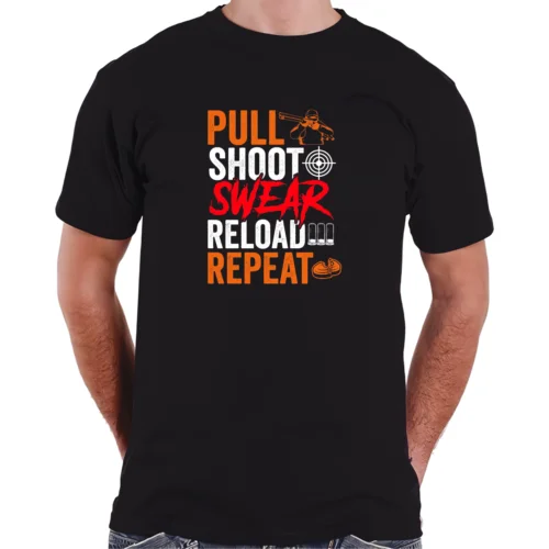  Pull Shoot Swear Reload Repeat Skeet Shooting Trap Men T-Shirt S-3XL