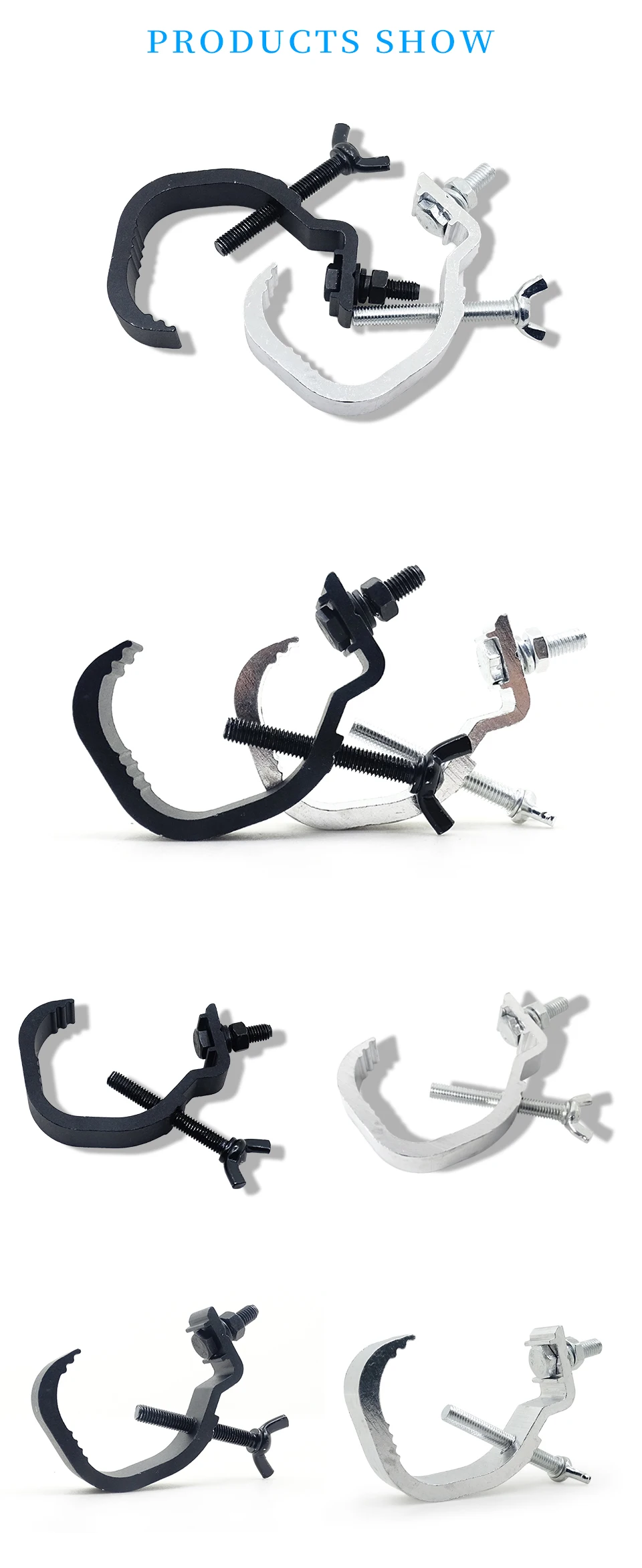 AICPOSE 10pcs/lots Stage Lights 30-55mm Aluminum Hook LED PAR Hooks Profession Stage Equipment LED Lights Truss DJ Club Hanging Hook
