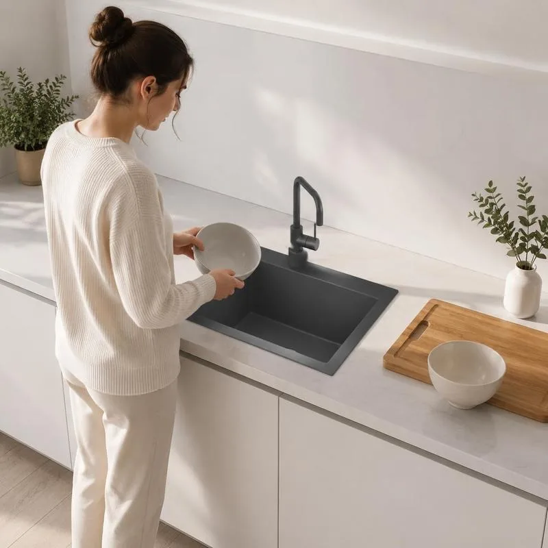 Évier encastré fait main en acier inoxydable noir, évier sous plan avec finition mate anti-traces, soudure artisanale pour cuisines de style industriel moderne