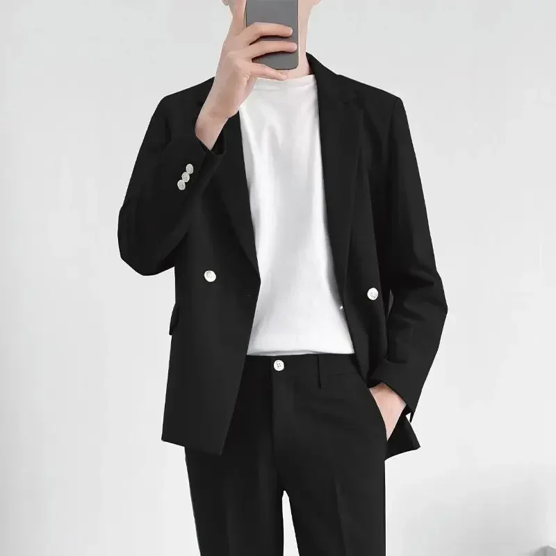 2 Piece Outfit Set Man Trends Costumes Blazer Casual Spring Autumn Full Suit for Men Jackets Ceremony Luxury Clothing Gentleman