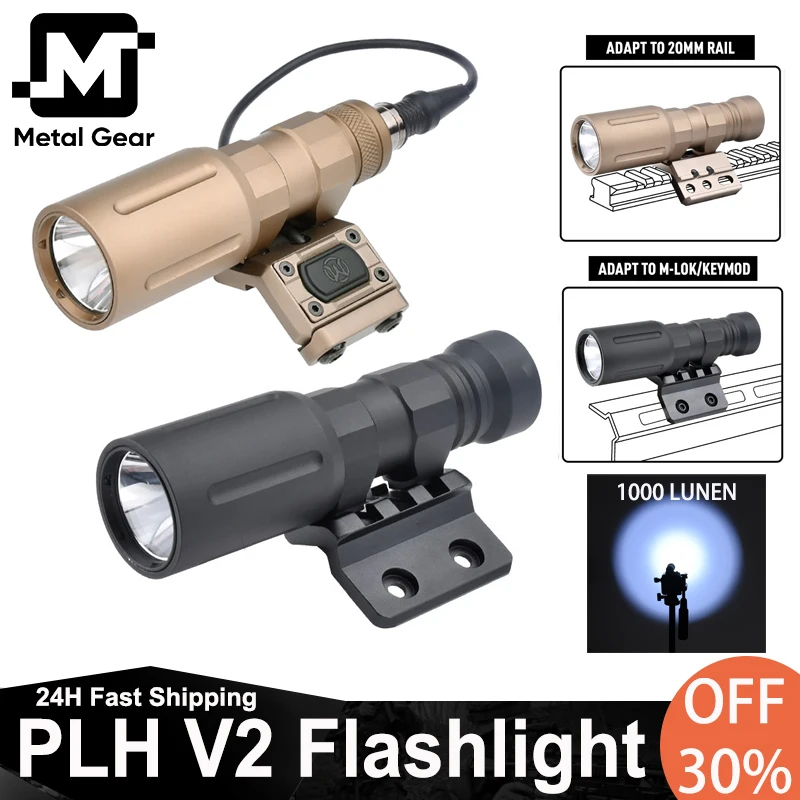 

Tactical PLH-V2 Metal Flashlight Weapon Scout Light LED 1000 Lumens Tactical Hunting Airsoft Spotlihgt Remote Pressure Switch