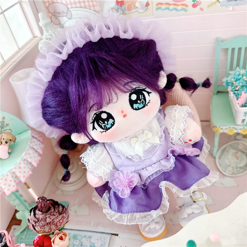 20cm Cute Lolita Purple Girl Doll Kawaii Princess Dress Skirt Idol Dolls Outfit Accessories Anime Soft Kids Toys for Girls Gift