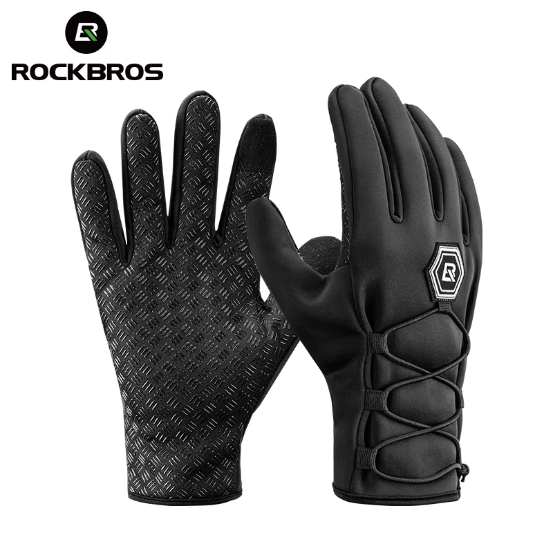 ROCKBROS Autumn Earlier Winter Cycling Gloves Touch Screen Windproof Bike Full Finger Gloves Keep Warm MTB Road Bicycle Gloves