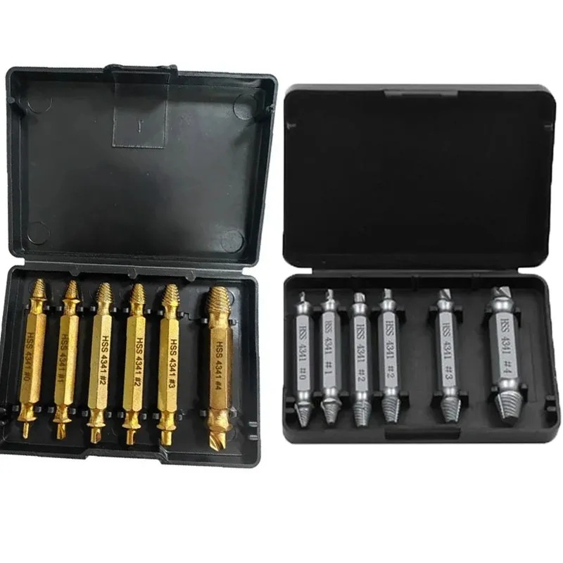 6pcs Damaged Screw Extractor Broken Bolt Stripped Set Double Head Tool Removal Disassemble Stud Slip Teeth Demolish Remover