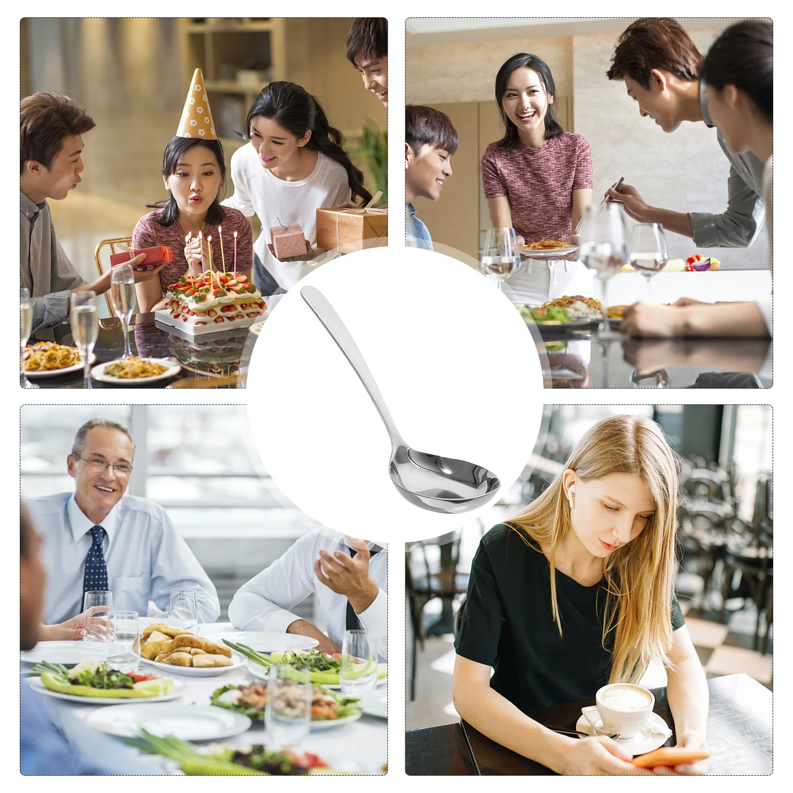 

Stainless Steel Soup Ladle Large Serving Spoon For Kitchen Buffet Restaurant Cooking Utensils Household Metal Ladle Smooth