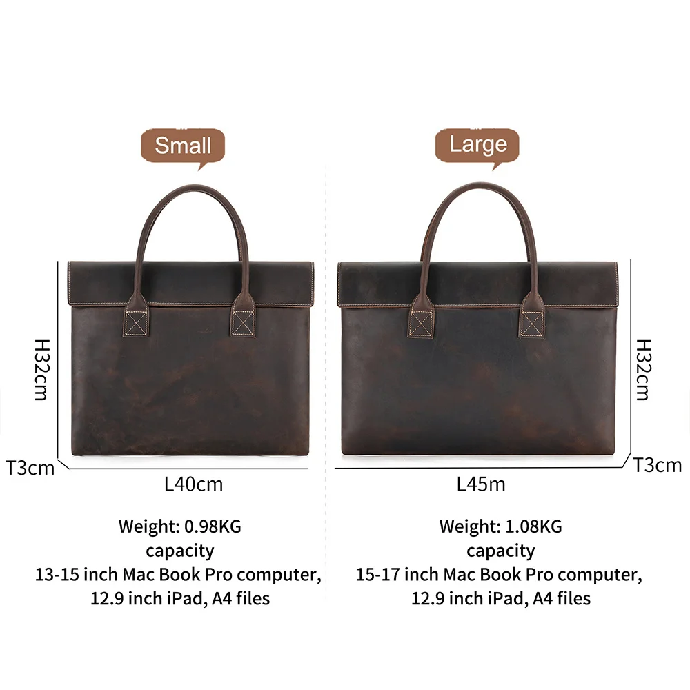 Verrückte Pferd Leder Männer Aktentasche Vintage männliche Portfolio Laptop Büro Business Arbeits tasche minimalist ische Handtasche Tasche neu