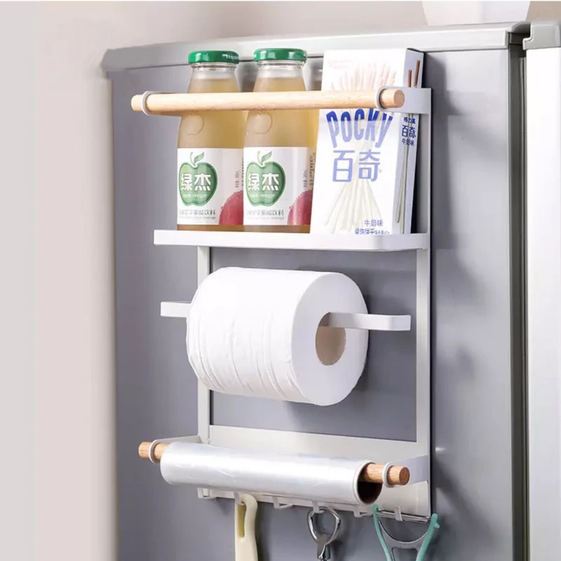 

Household Refrigerator Side Magnetic Suction Free Punching Multi-function Tissue Preservation Bag Seasoning Bottle Storage Rack