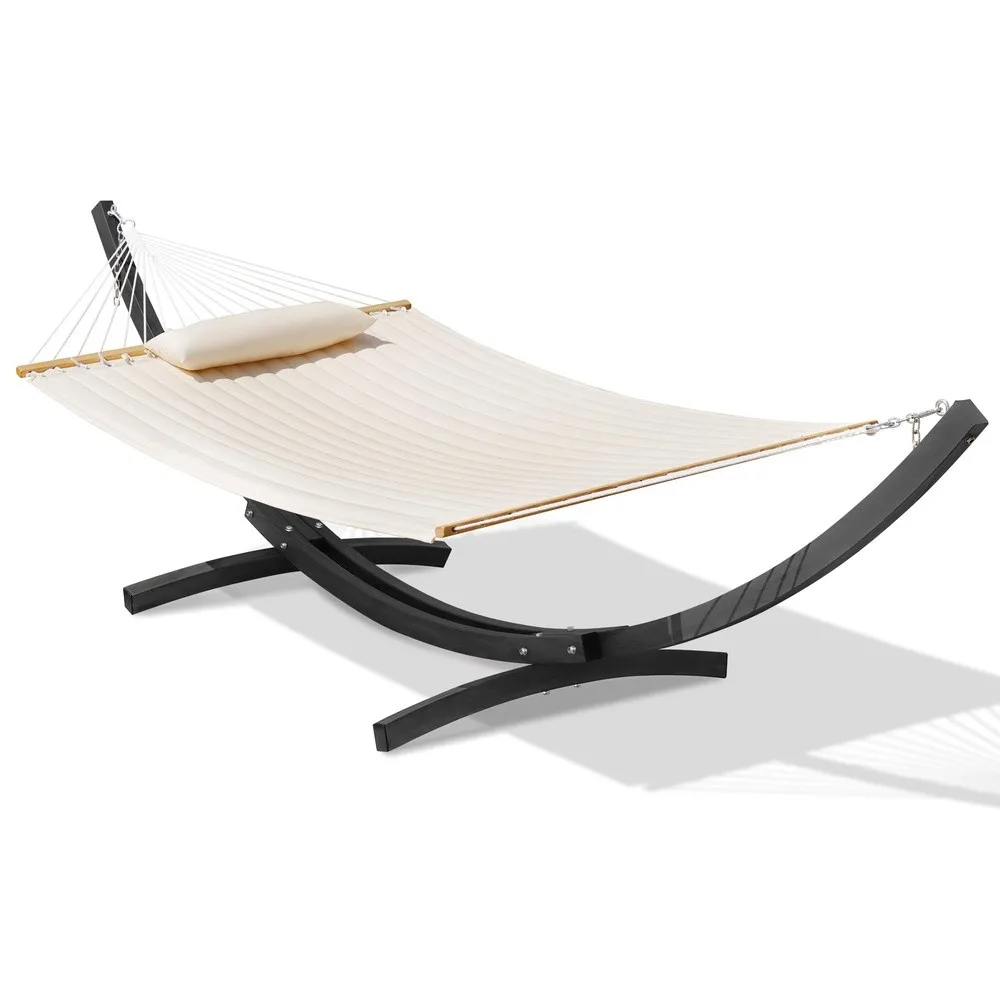 Lazy Daze 12 Ft Double Quilted Hammock with Curved Steel Black Stand
