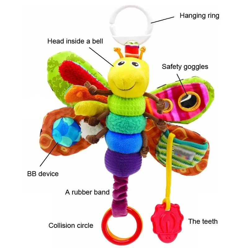 赤ちゃんのおもちゃファッションベッド周り新しいベビーモバイルミュージカルインチワームぬいぐるみ幼児幼児子供のおもちゃ蝶手首ガラガラ