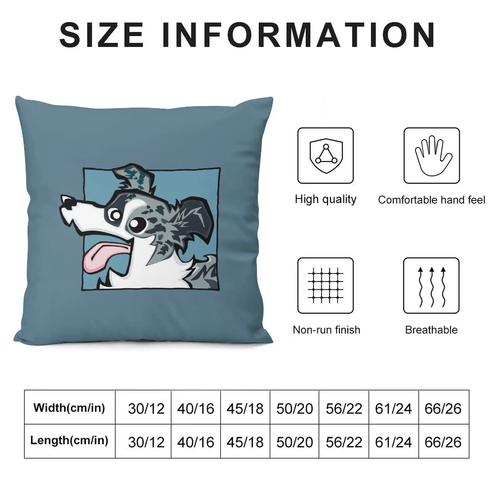 Border Collie - Blue Merle (Face) BLUE BG Throw Pillow Pillow Cases Sofa Cushions Cover Cushions Cover pillow