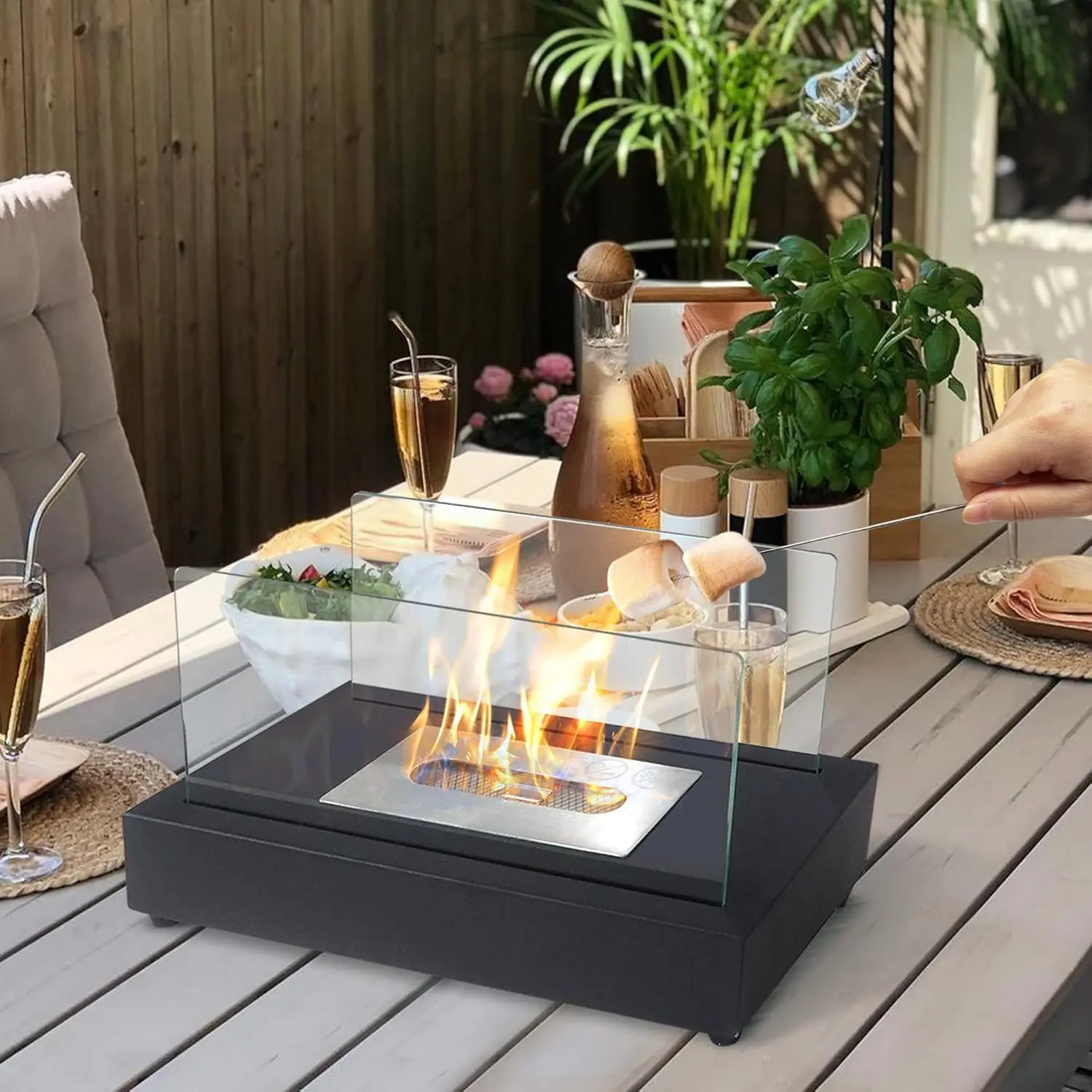 

Upgrade Portable Table Fire Pit, Smores Maker Tabletop with Flame Snuffer for Patio or Indoor Warmer Hand warmer Hand warmers