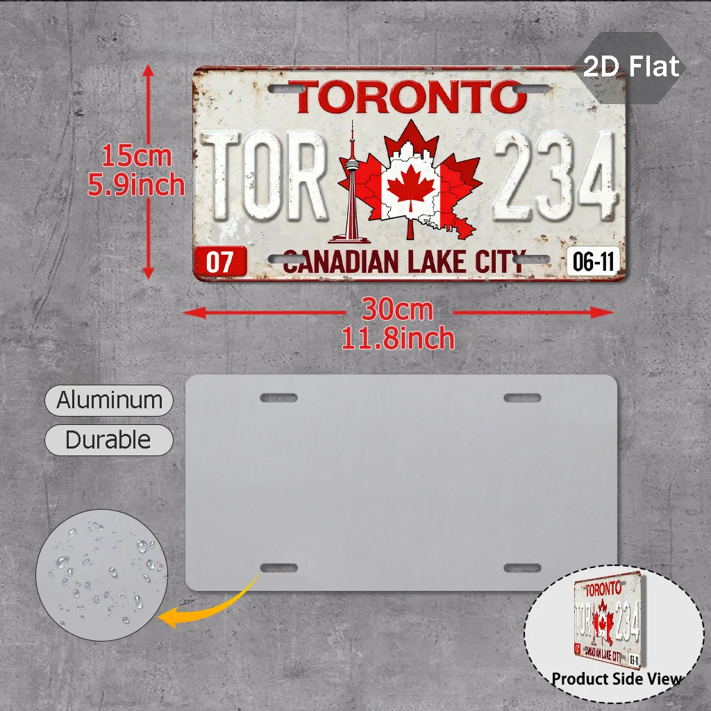 This Is a 2D Flat Retro License Plate Sticker Measuring 29.97cm X 14.99cm Made of Aluminum, Featuring The Words 