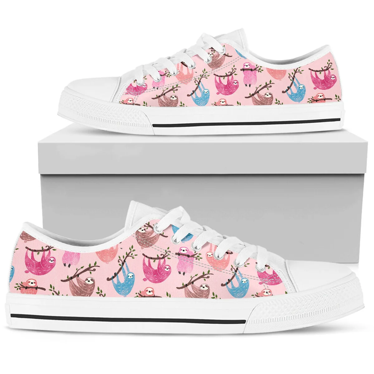 Rosa Cartoon Faultier Design Marke Designer Leinwand Turnschuhe leichte atmungsaktive flache Schuhe für Frauen Student tägliche Schuhe