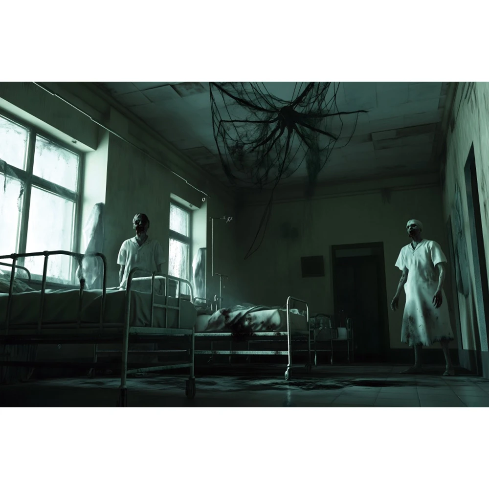 Halloween Horror Hospital Backdrop Horror Bloody Haunted House Abandoned Lab Scary Halloween Party Photography Background Decor