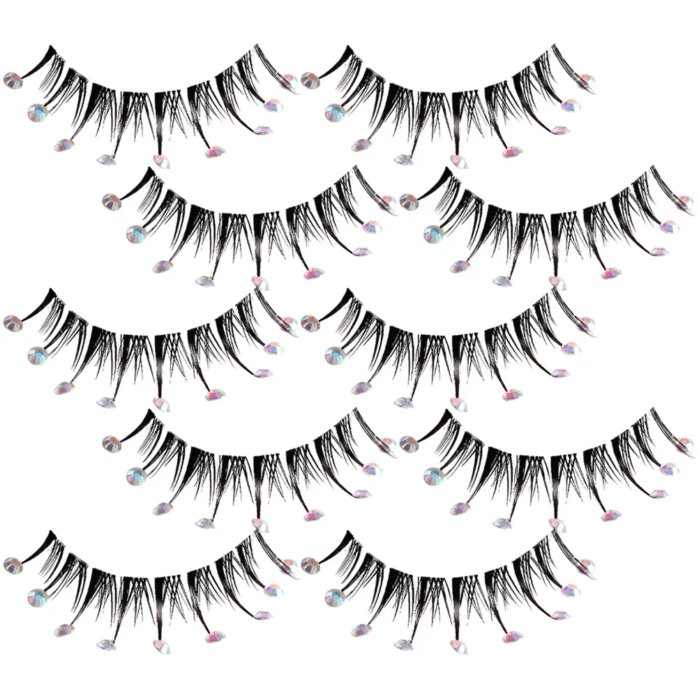 

5 Pairs False Eyelashes Women Fiber Lashes Halloween Party Glitter Extensions Natural Long