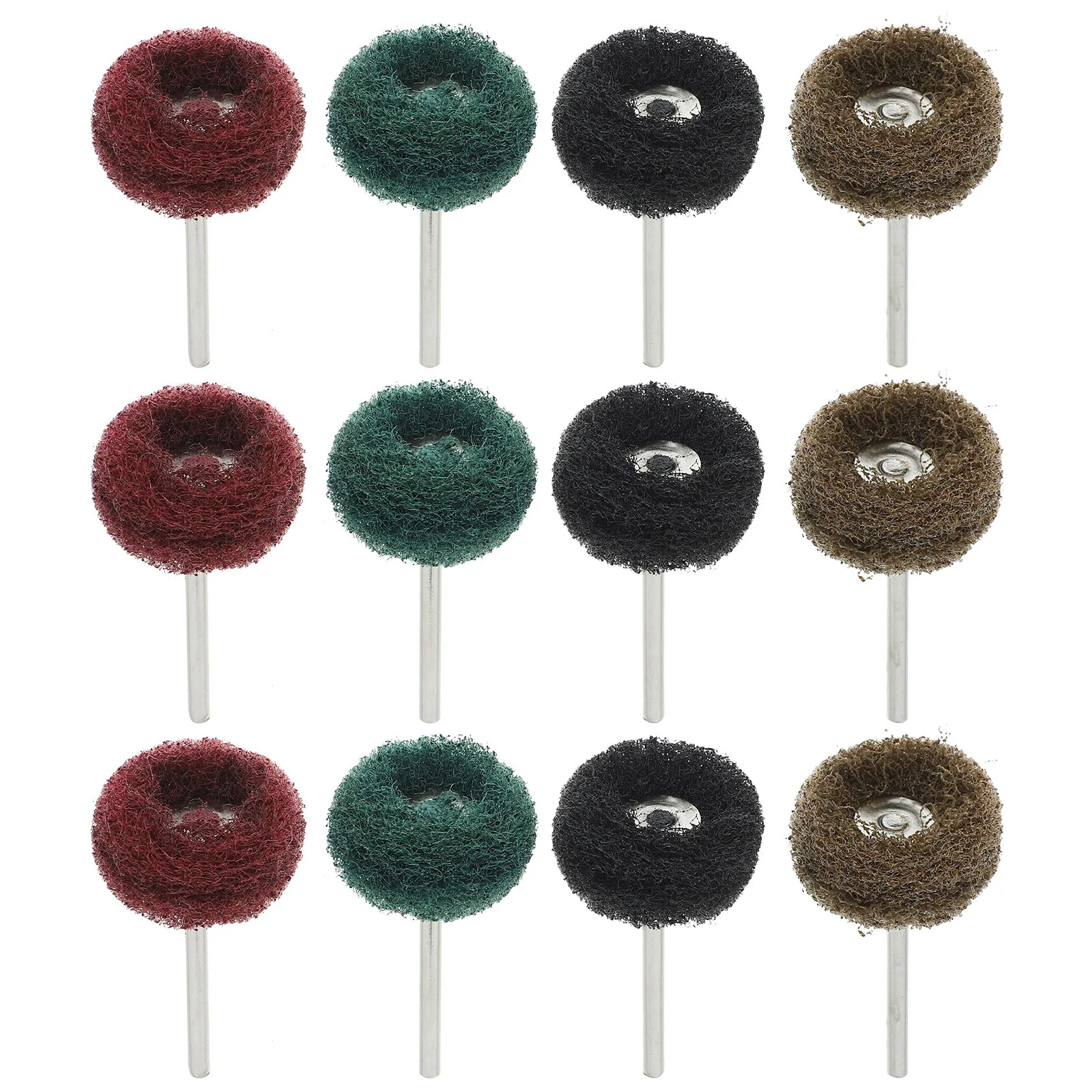 

12Pcs Polishing Repair Wheels Scouring Pad Grinding Heads Durable Abrasive Buffing Pads Kit for Drill Rotary Tools