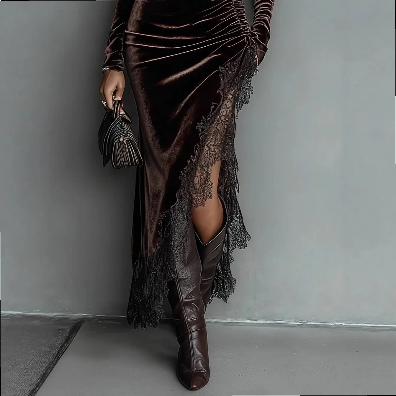 High Neck Velvet Long Dress Women Backless Ruched Bodycon Midi Dresses Spring Summer