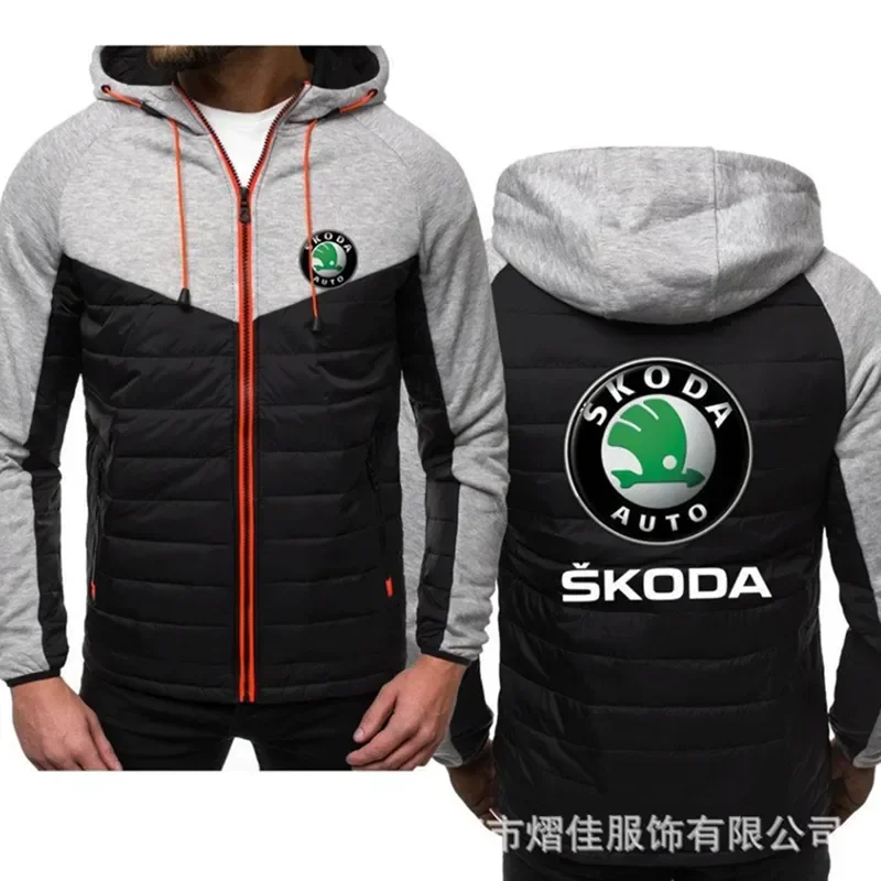 2023 Spring and autumn Hoodie men's SKODA logo car animation fun printing high quality cotton men's Jacket Hoodie hip hop casual