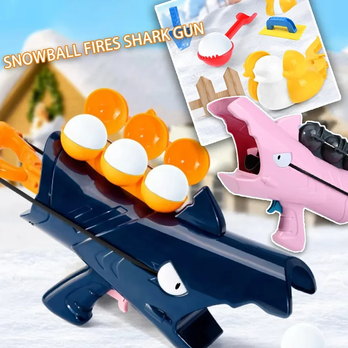 Shark Snowball Launcher,Shark Snowball Maker,2025 ใหม่ Shark Snowballs เปิดตัวของเล่น, ฤดูหนาวของเล่นกลางแจ้ง Snowballs Maker ชุด