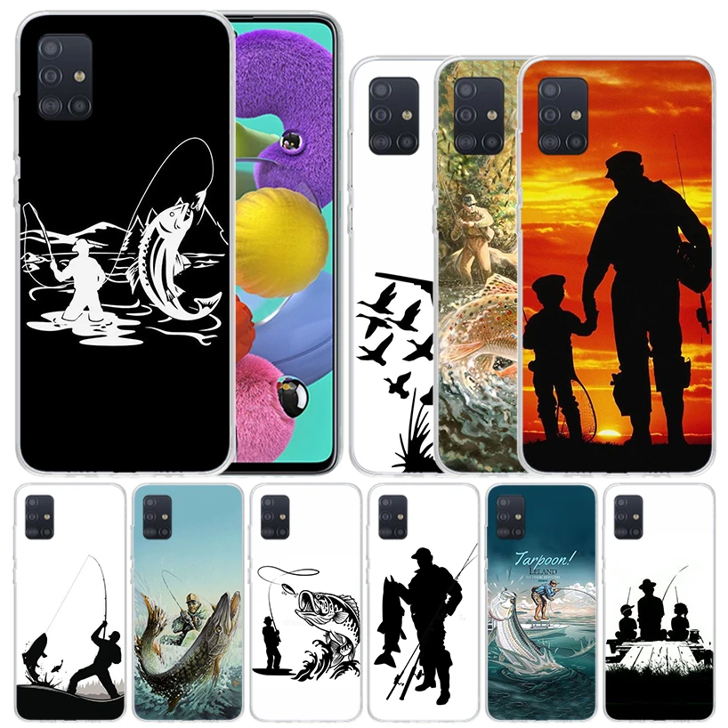 Hunting Fishing Man Soft Cover for Samsung Galaxy A51 A50S A71 A70 Phone Case A41 A31 A21S A11 A40 A30S A20E A10S A6 A7 A8 A9 +