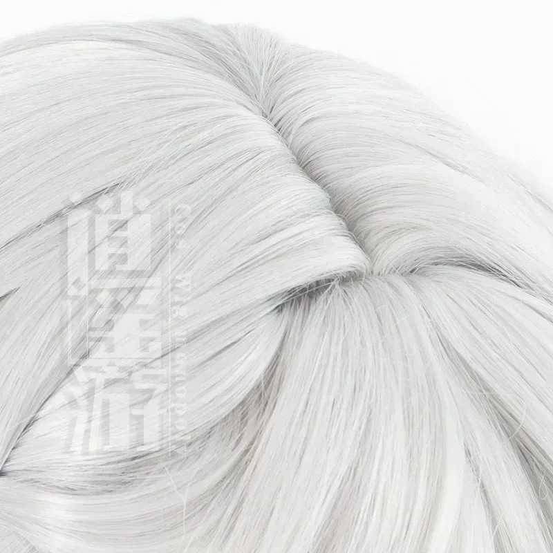 High Quality Promised Day Cosplay Wig 45CM Silver White Heat-resistant Synthetic Hair Halloween Party Cosplay Wigs+wig Cap