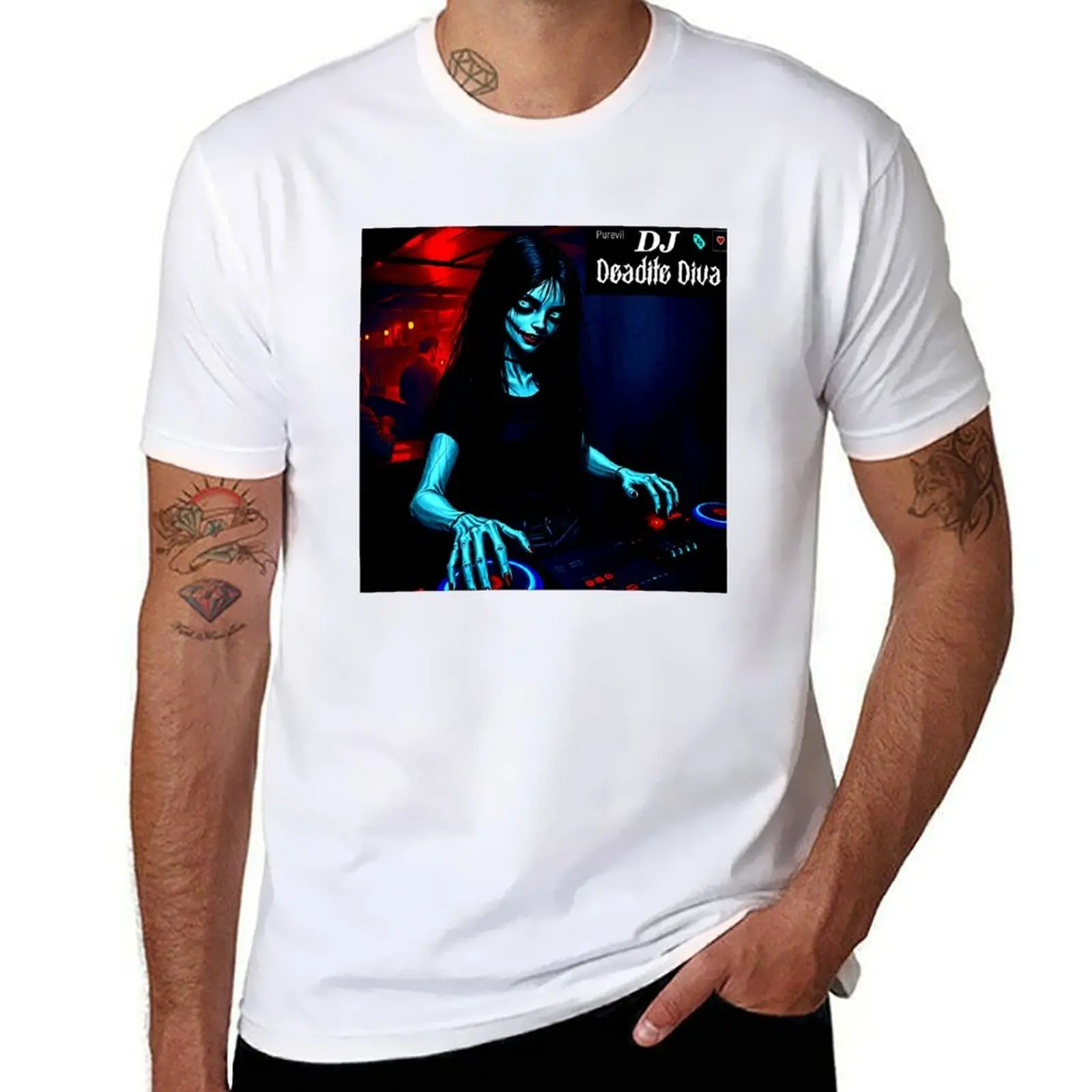 

DJ Deadite Diva – Spinning Your Dark Goth Mix T-Shirt Art Print T-Shirt t shirts for man pack cotton T-Shirt
