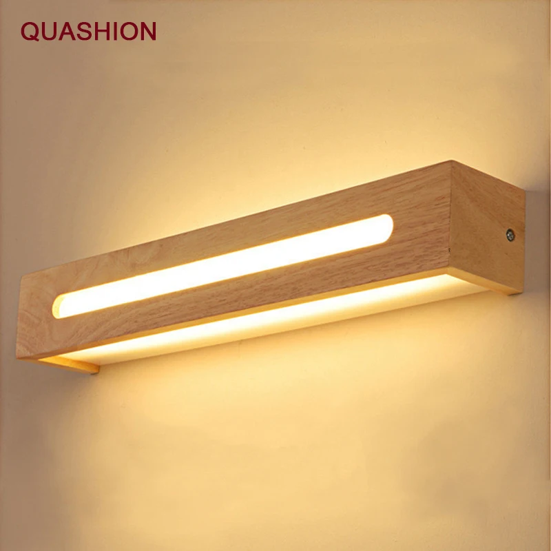 

Wooden Wall Lamp Bedside Simple Modern Bedroom Living Room Creative Solid Wood Nordic LED Light Bathroom Mirror Front Light