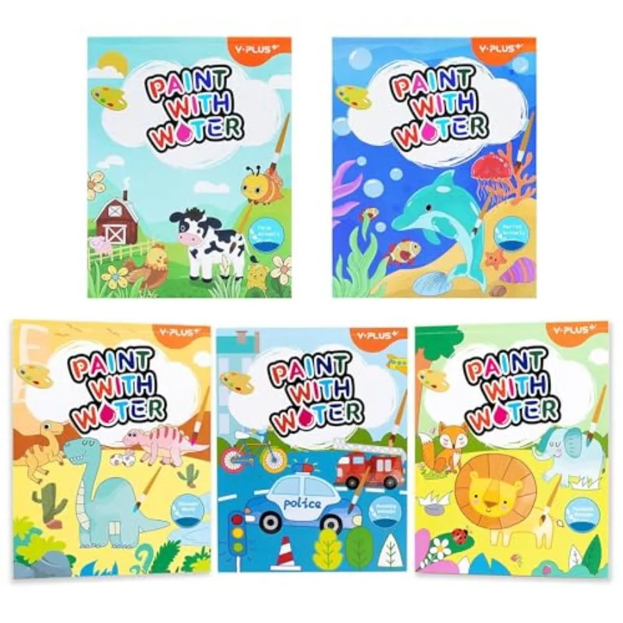 

Paint with Water Books for Toddlers, Art Craft Toys Watercolor Painting Paper, Gift for Ages 1-3, 2-4, 4-6, Drawing with Brush