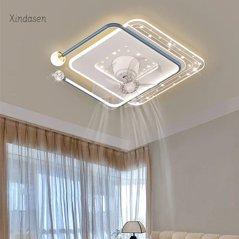 

Modern Led Square Ceiling Fan With Light Bedroom Study Living Room Kitchen Ceiling Fan Chandelier Lamp потолочный вентилятор 실링팬