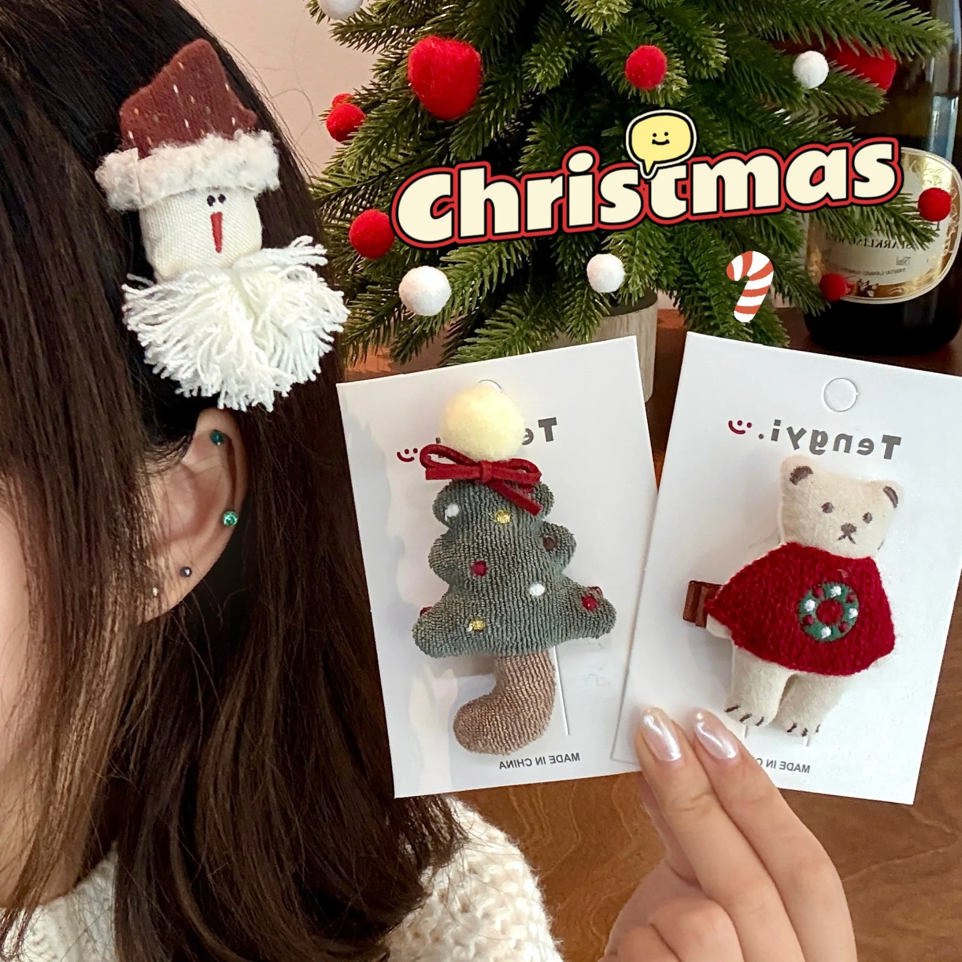 

1/6 Pcs Christmas Cute Plush Hair Clip with Versatile Decorative Clips Broken Hair Clip