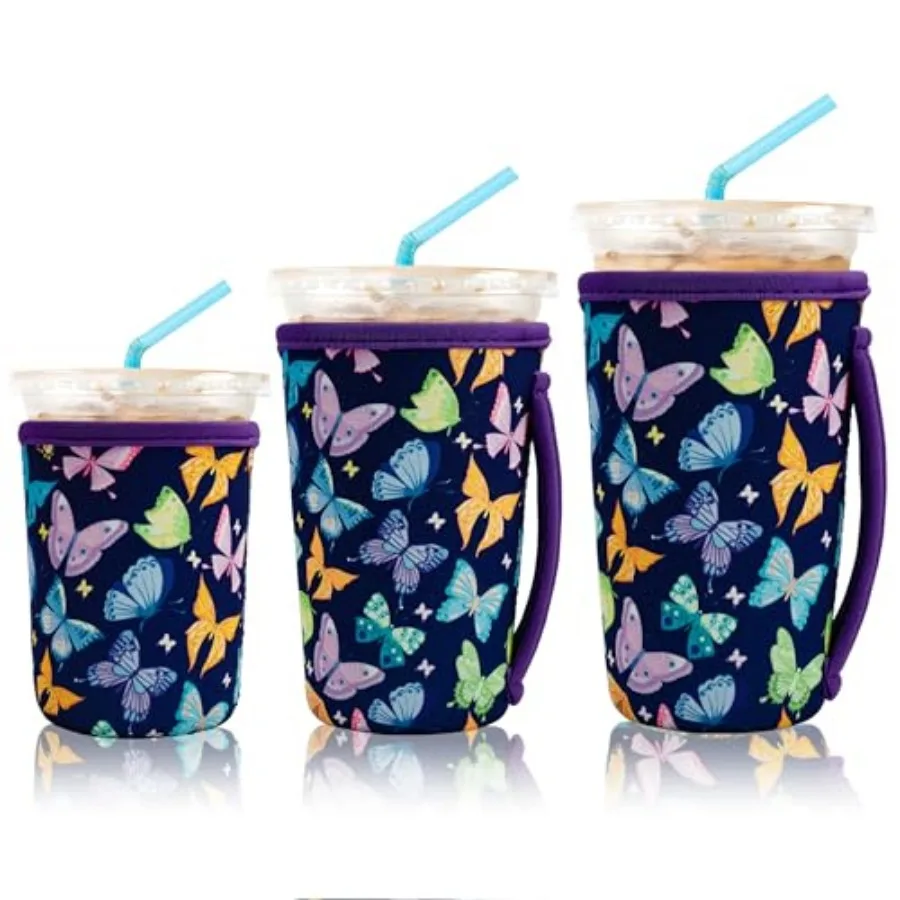 

3 Pack Reusable Iced Coffee Sleeves for Iced Coffee Cups or Drinks Reusable Neoprene Insulated Sleeves for Hot and Cold Drinks