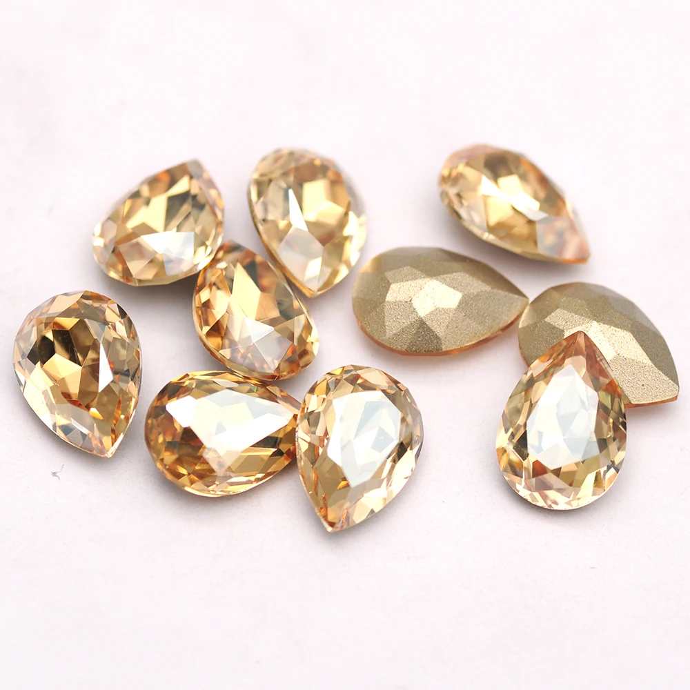 Glitter 10PCS 10x14mm Pear Crystal Fancy Stones Different Colors Nail Charms Accessories 3D DIY Nails Art Decoration